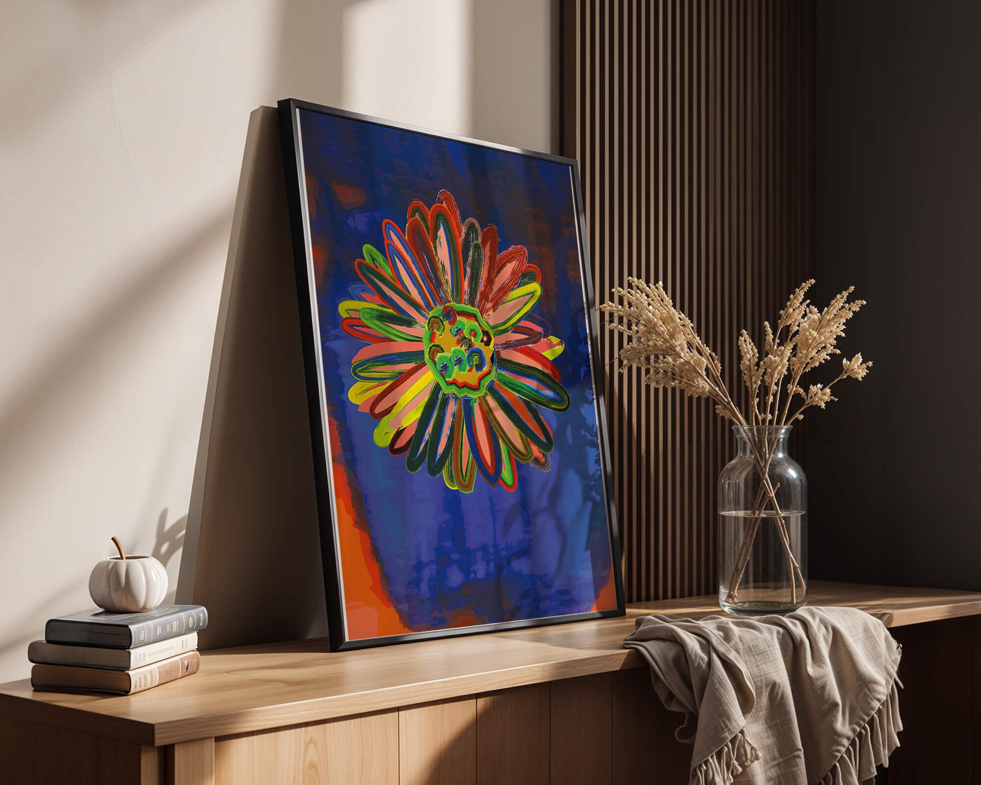 Arte floral abstracto colorido con pinceladas dinámicas