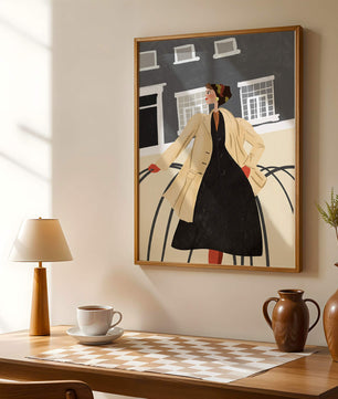 Chic Woman in Vintage Coat Posing Outdoors in Urban Setting