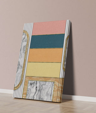 Abstract Geometric Art with Gold and Marble Accents