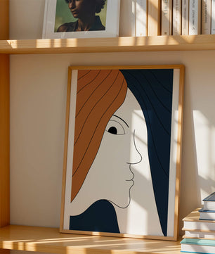 Abstract Portrait with Stylized Hair and Minimalist Design - Mi tienda