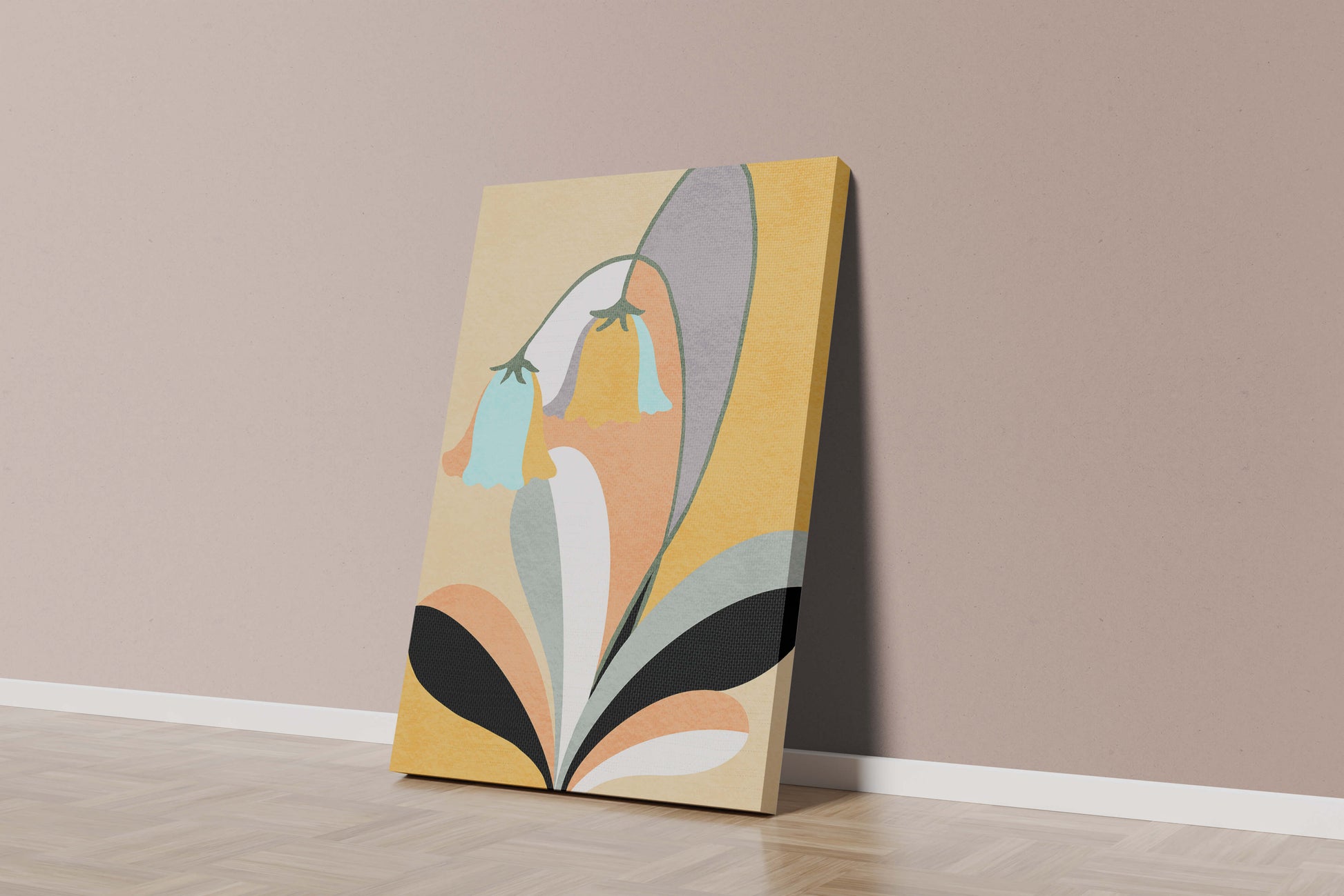 Abstract floral pattern with pastel colors and modern design