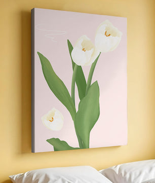 Elegant white tulips illustration on pastel background