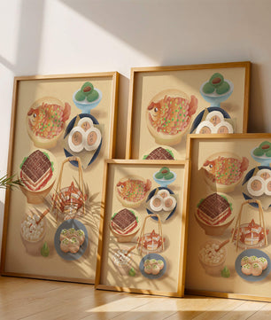 Illustration colorée de la cuisine chinoise avec divers plats