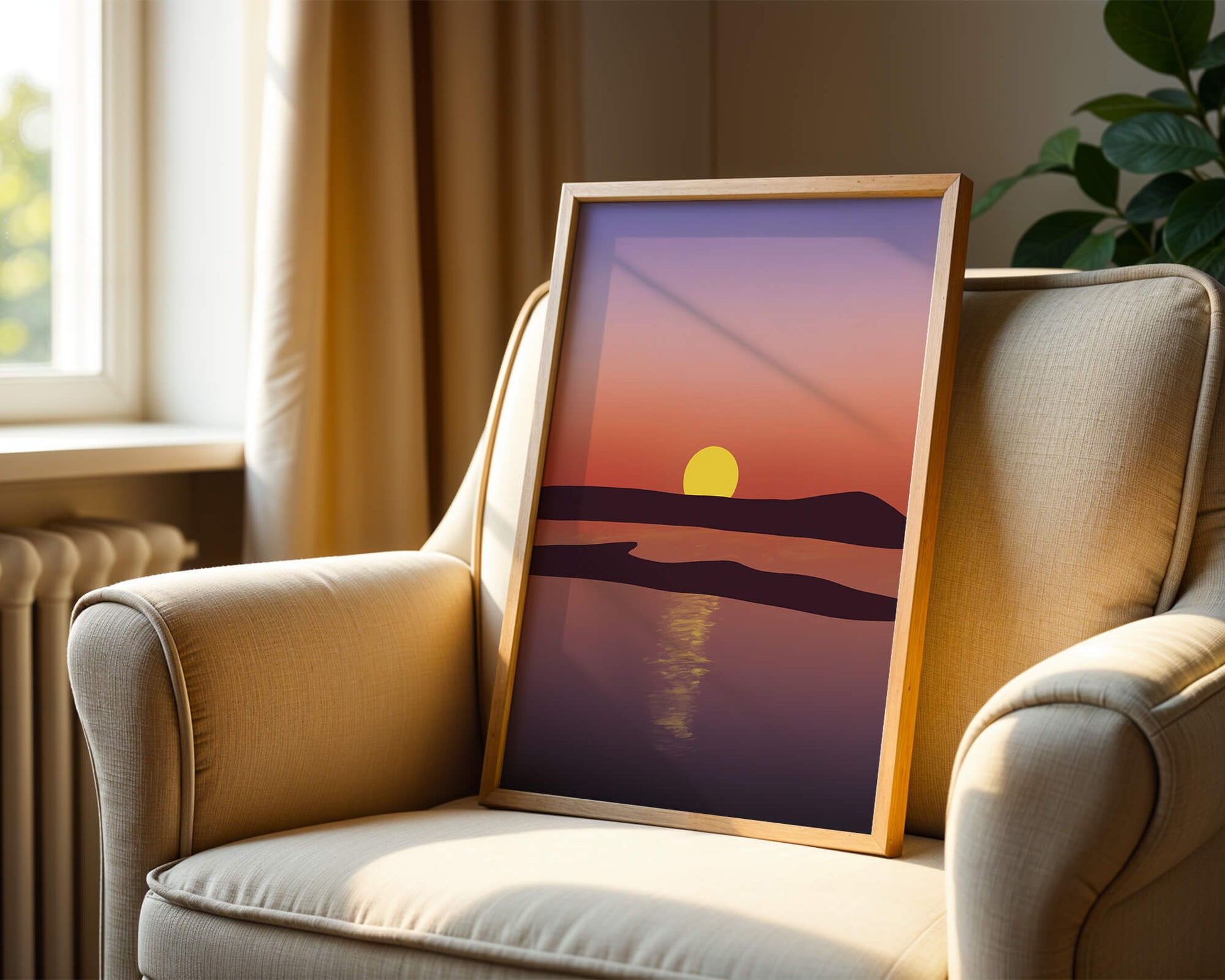 Sunset Over Tranquil Water with Vibrant Sky