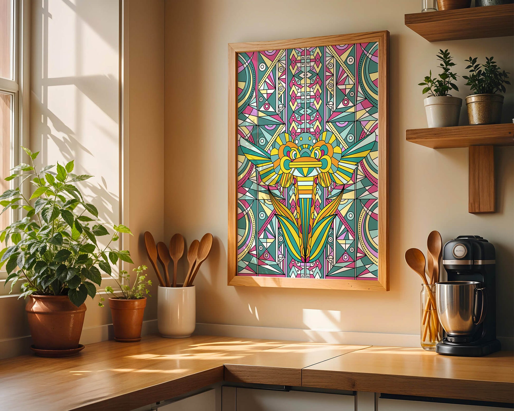 Elefante geométrico abstracto con colores vibrantes