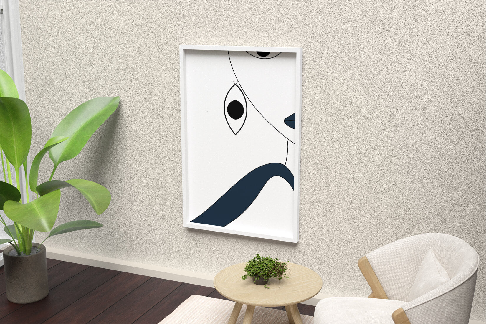 Abstract Minimalist Art with Geometric Shapes and Earring Detail - Mi tienda