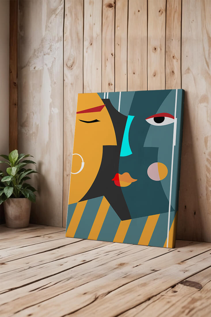 Arte geométrico abstracto con colores y formas audaces