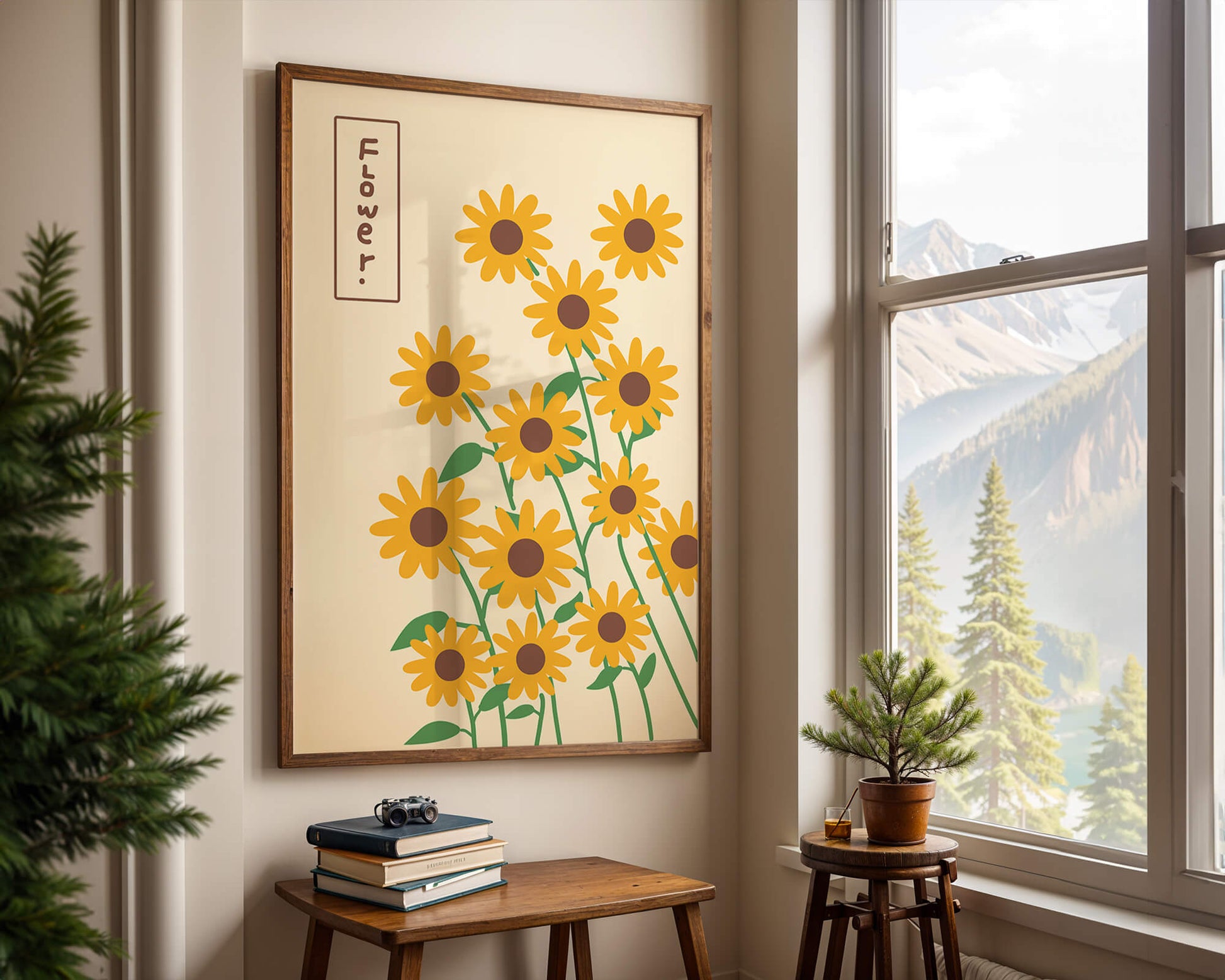 Sunflower illustration on a beige background