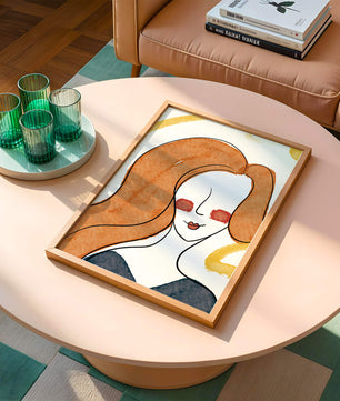 Illustration Of A Woman With Red Hair And Minimalist Features - Mi tienda