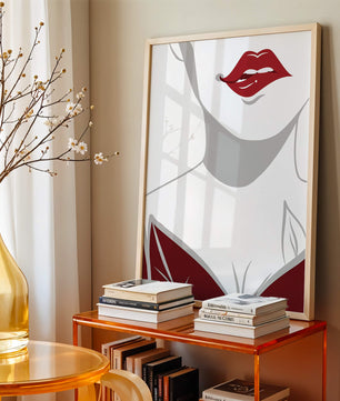 Minimalist Art with Red Lips and Elegant Dress - Mi tienda