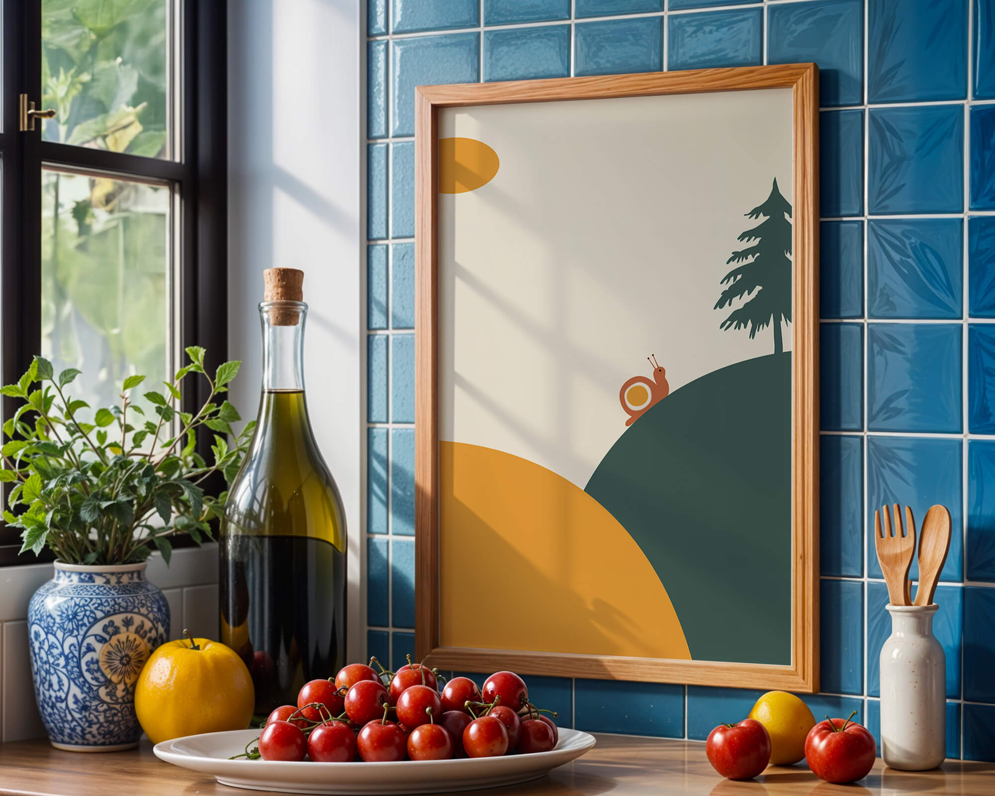 A Snail Climbing a Hill in Minimalist Nature Art - Mi tienda