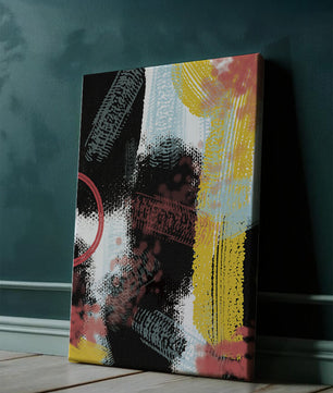 Abstract brush stroke art with vibrant colors on textured background