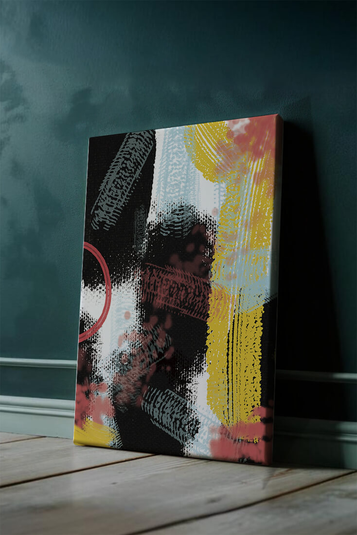 Abstract brush stroke art with vibrant colors on textured background