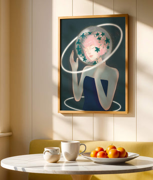 Portrait fantastique onirique avec une silhouette éthérée aux cheveux roses