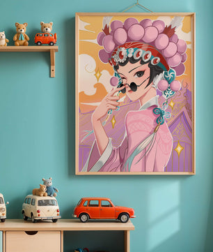 Personaje de anime elegante con atuendo tradicional y detalles dorados