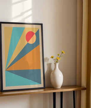 Geometric Abstract Art with Bold Colors and Circles