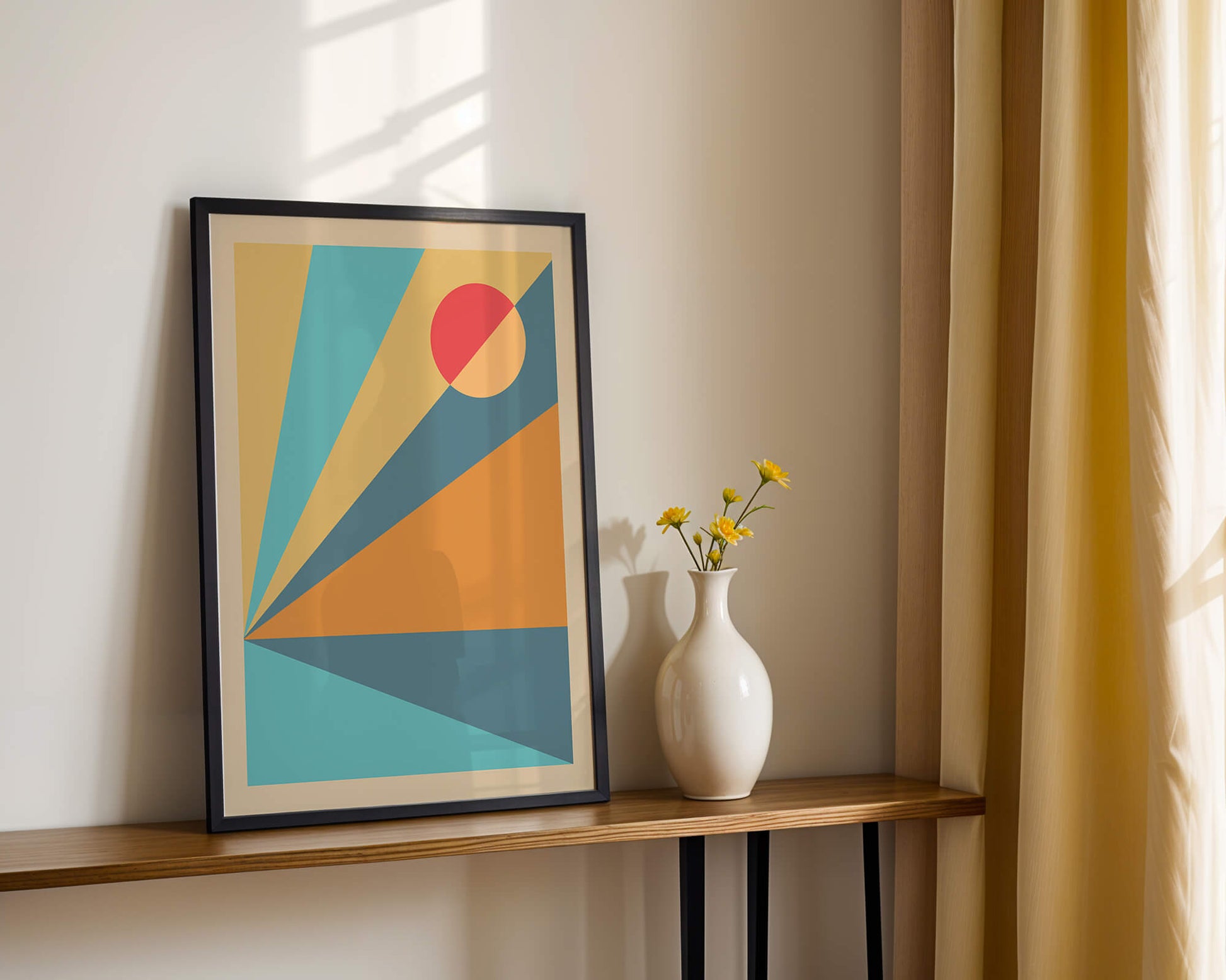 Geometric Abstract Art with Bold Colors and Circles