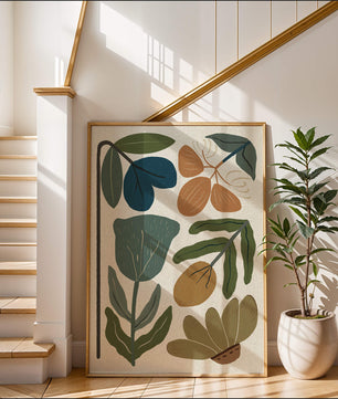Botanical illustration with earthy and muted colors