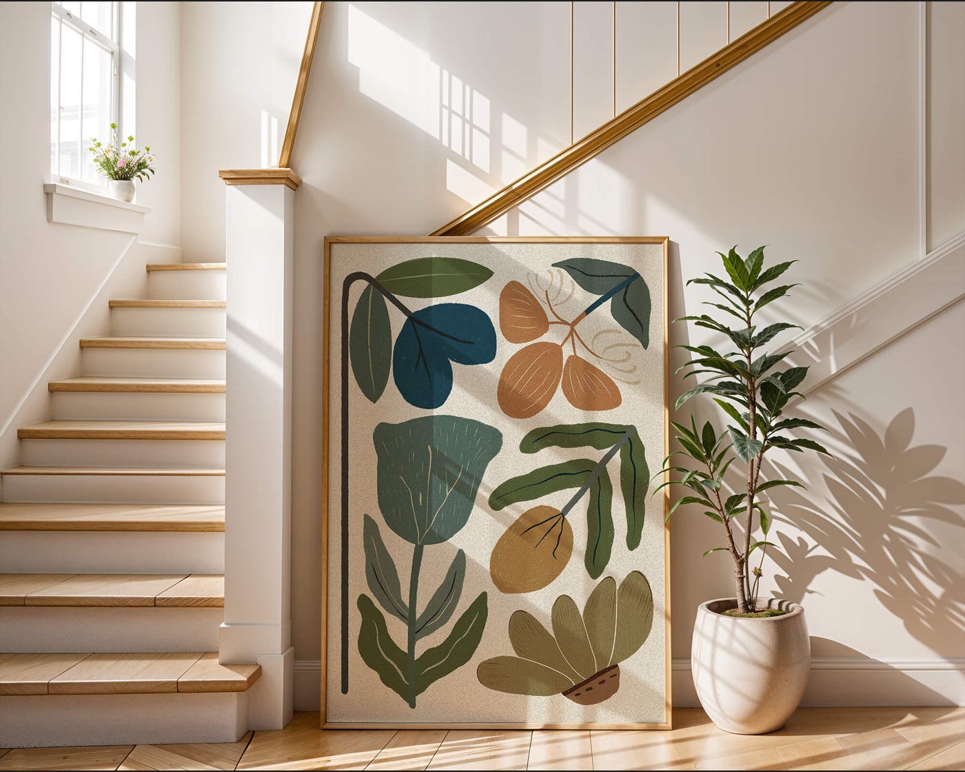 Botanical illustration with earthy and muted colors