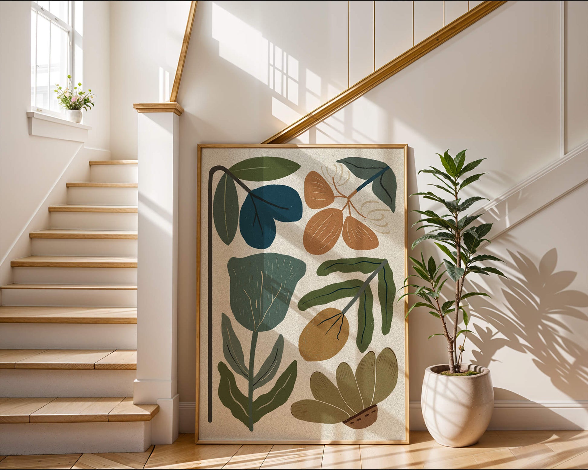 Botanical illustration with earthy and muted colors