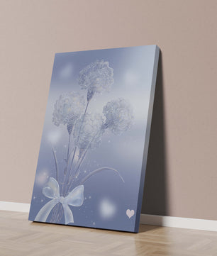 Carnations With Sparkles And Ribbon On Blue Background - Mi tienda