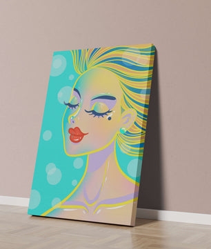 Portrait abstrait coloré d'une femme aux yeux fermés