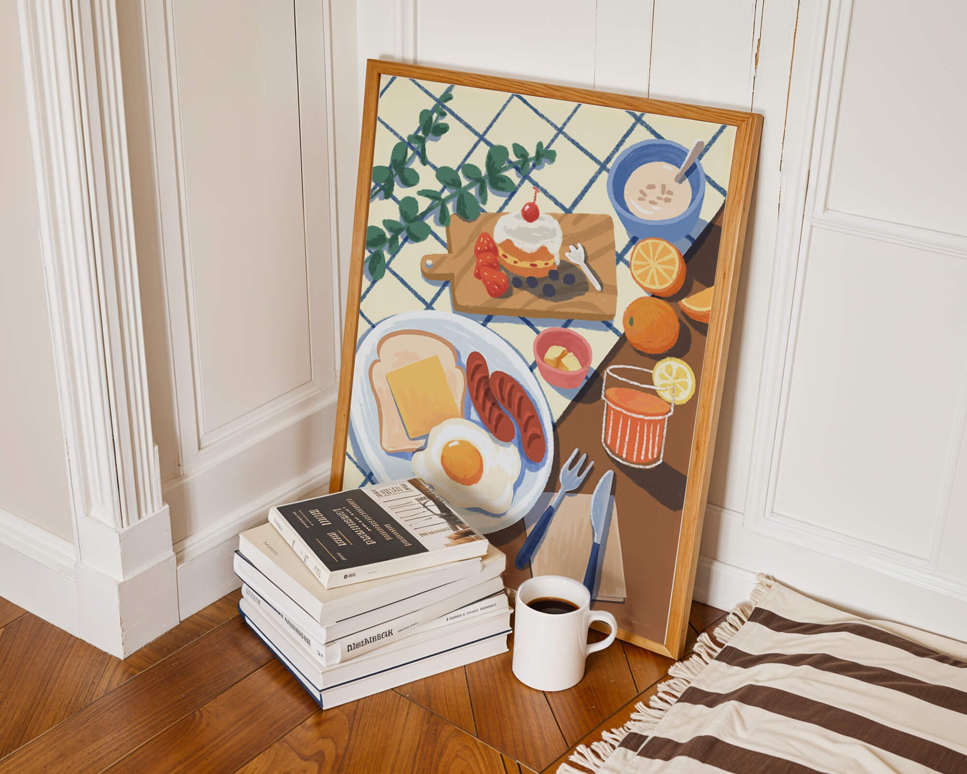 Desayuno encantador con jugo de naranja fresco y pasteles