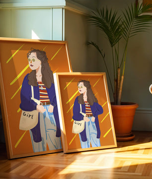 Trendy girl with sunglasses and casual outfit illustration
