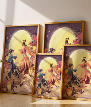 Scène de fantaisie élégante au clair de lune avec tenue traditionnelle