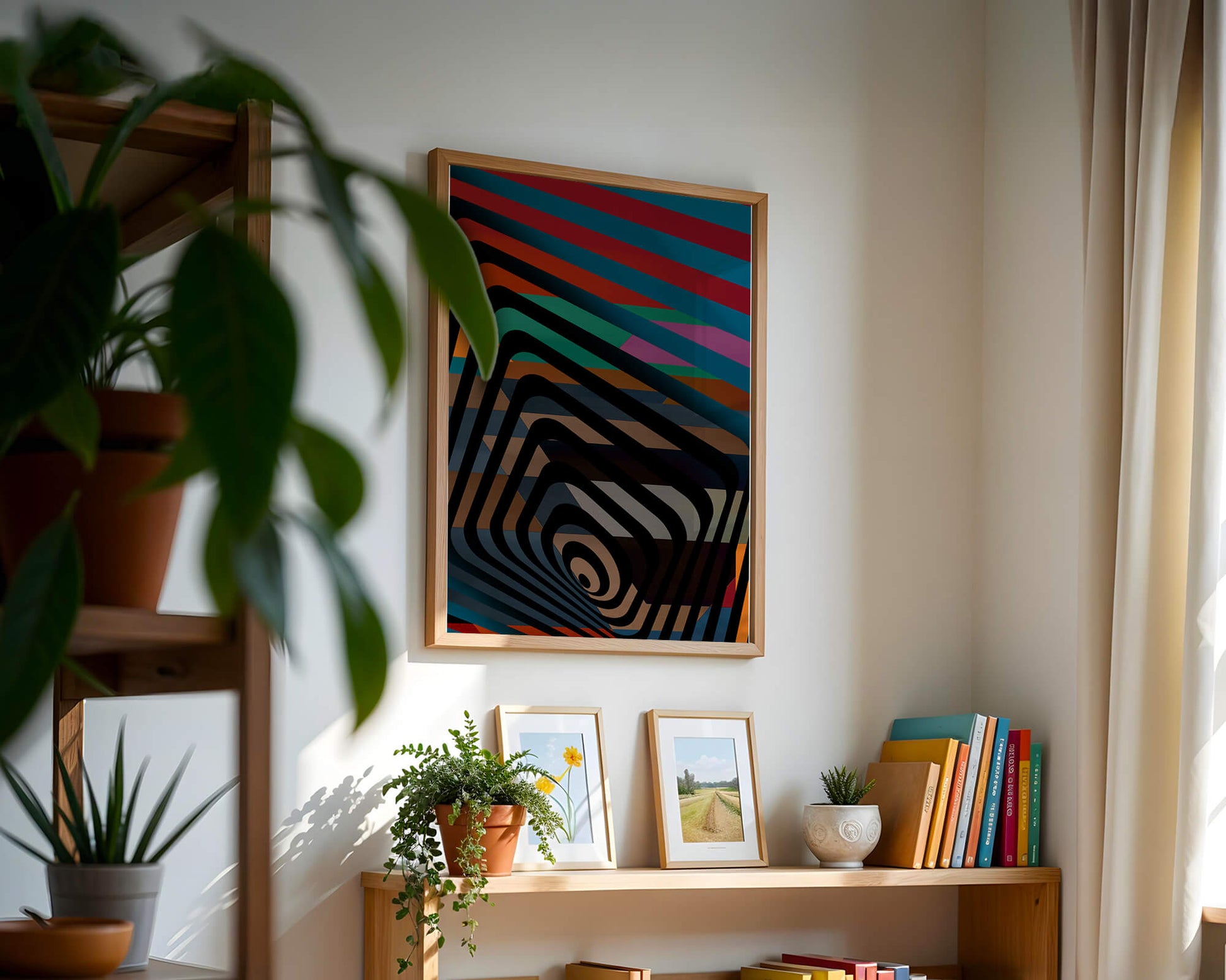 Colorful Geometric Abstract Art with Concentric Stripes