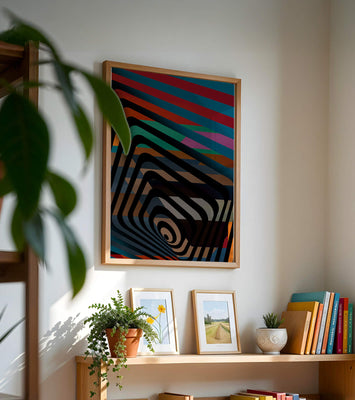 Colorful Geometric Abstract Art with Concentric Stripes