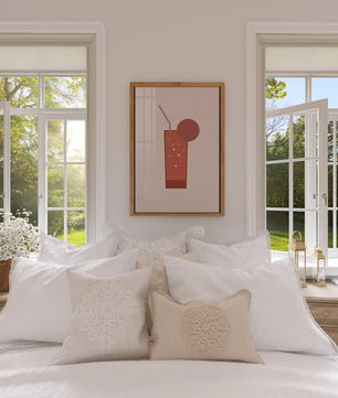 Minimalist Illustration of a Chocolate Drink with Straw and Window Background - Mi tienda