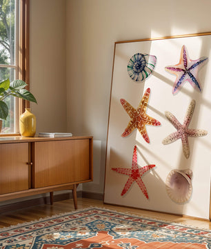Watercolor collection of seashells and starfish illustration