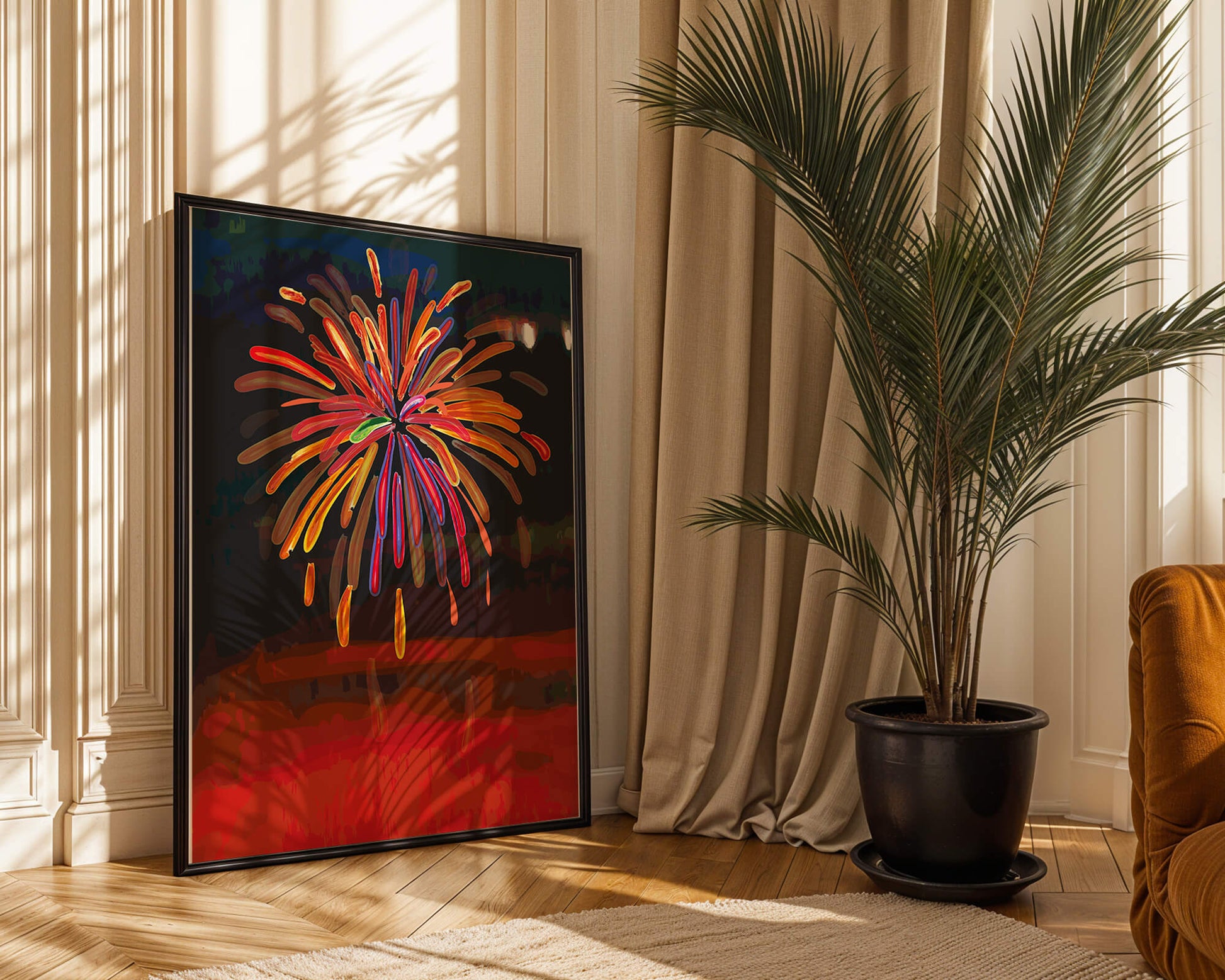Feu d'artifice vibrant avec des éclats colorés