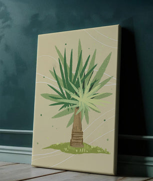 Illustrated tropical yucca plant with a textured background