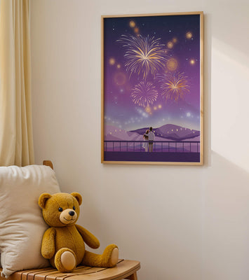 Romantic Couple Watching Fireworks on a Starry Night