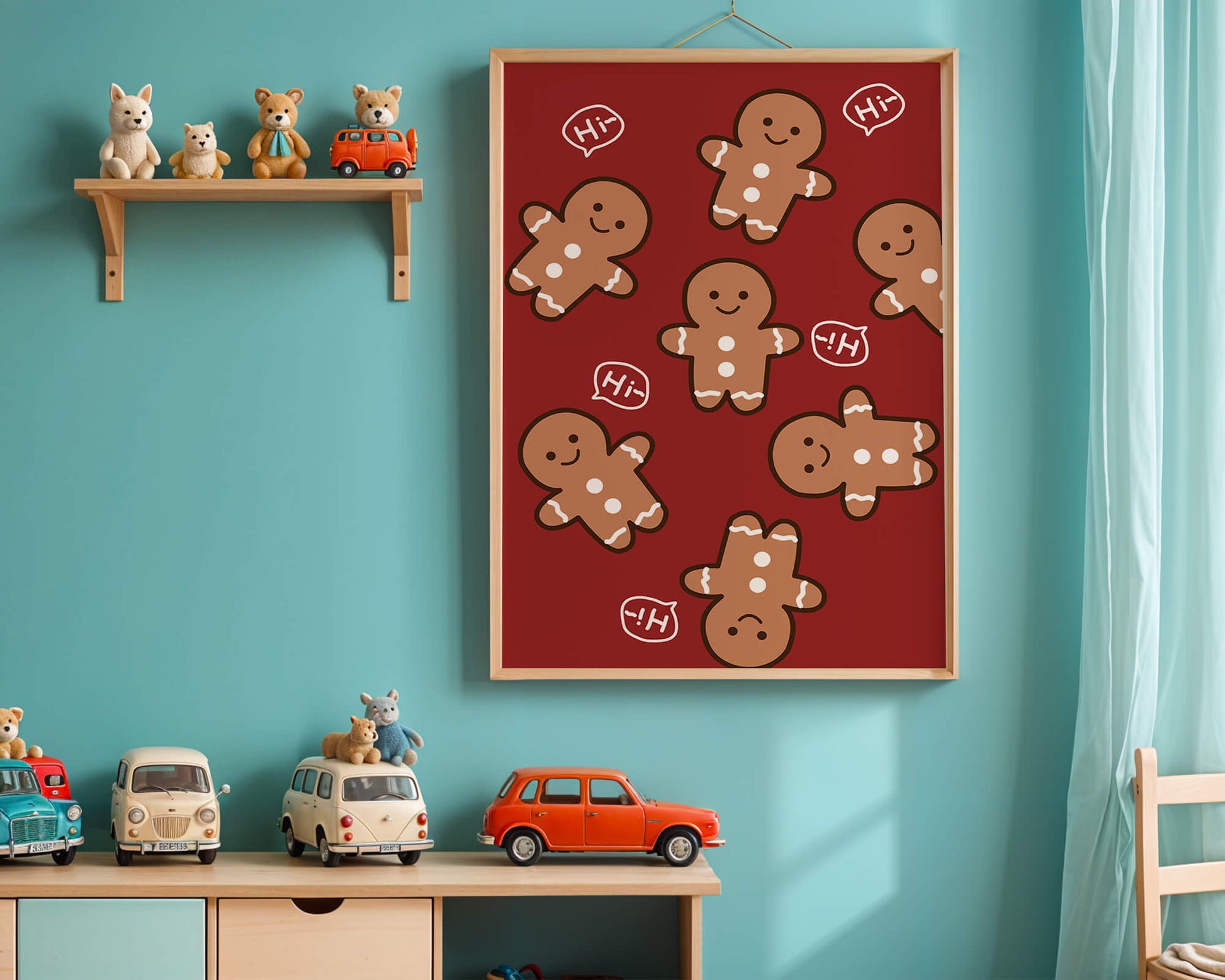 Playful gingerbread pattern with holiday greetings
