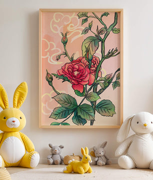 Ilustración Elegante de Rosa con Fondo Pastel Suave
