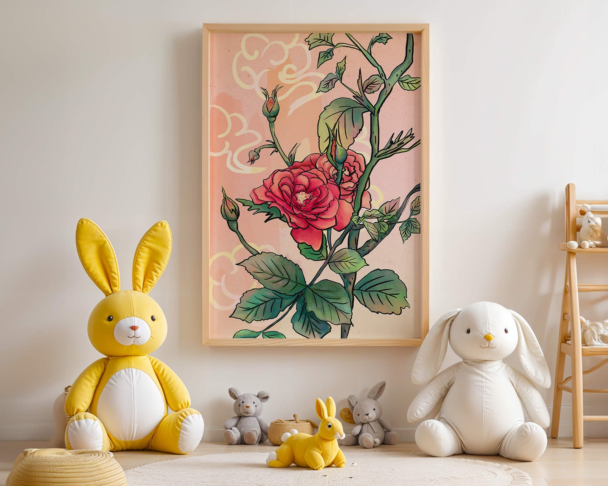 Ilustración Elegante de Rosa con Fondo Pastel Suave