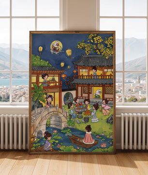 Traditional Chinese Celebration with Lanterns and River