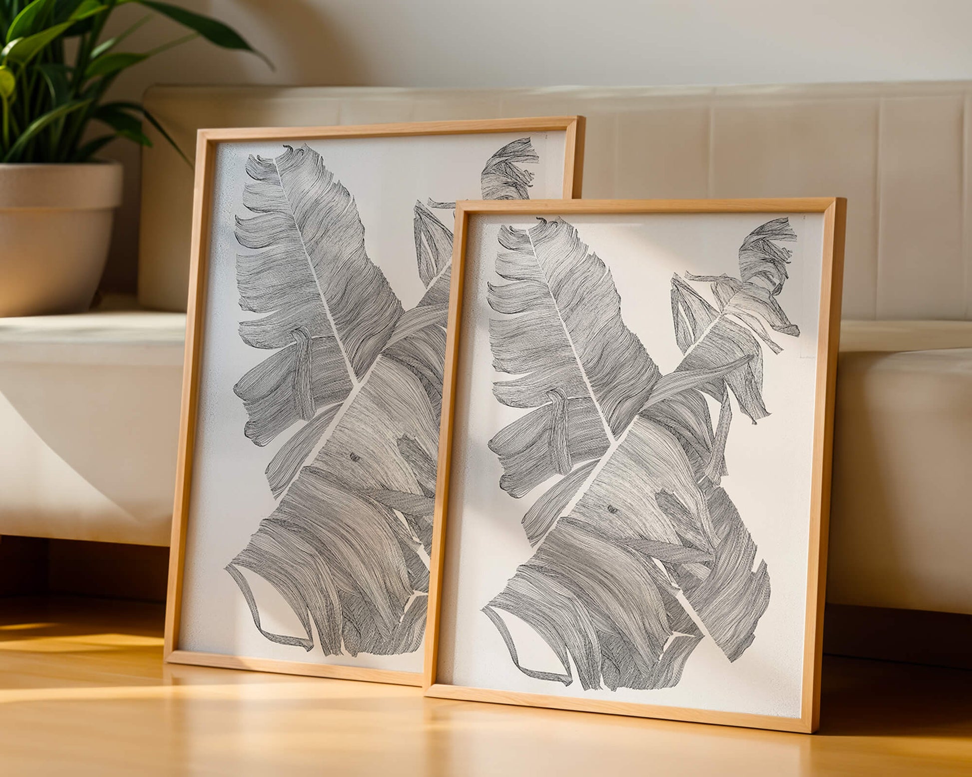 Monochrome Abstract Illustration of Overlapping Leaves