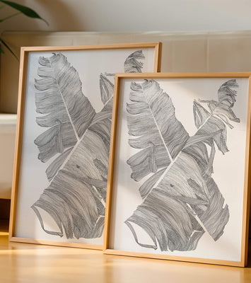 Monochrome Abstract Illustration of Overlapping Leaves