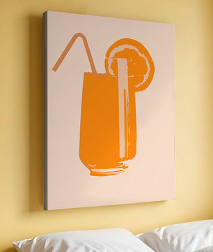Ilustración de jugo de naranja con pajilla y rodaja de naranja