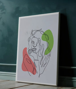 Modern Line Art Portrait With Abstract Shapes