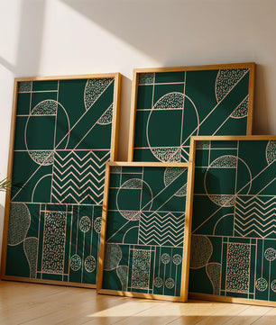 Geometric Abstract Art with Circle and Line Patterns