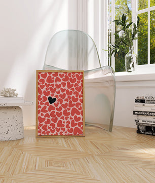 Pattern Of Red And Black Hearts On A Light Pink Background - Mi tienda