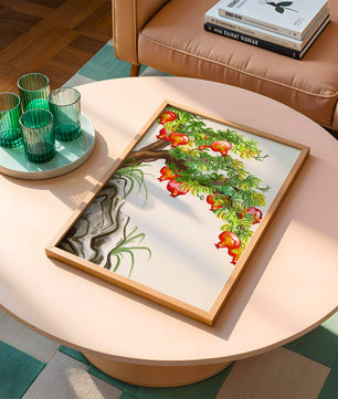 Ruhige Landschaft mit Granatapfelbaum und Felsvorsprung
