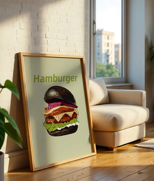 Delicious hamburger illustration with vibrant ingredients