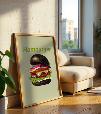 Delicious hamburger illustration with vibrant ingredients