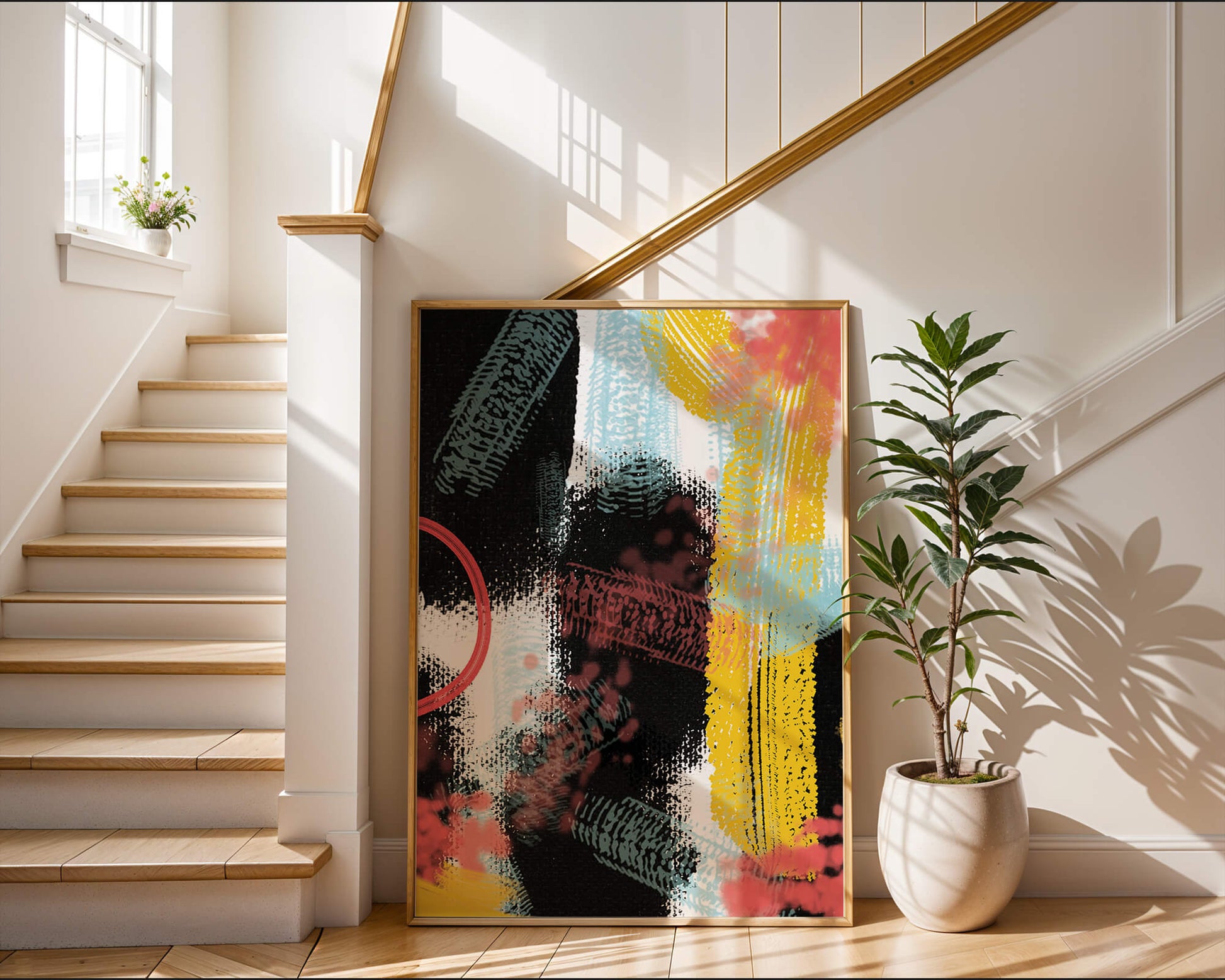 Vivid Abstract Art with Bold Colors and Expressive Brushstrokes